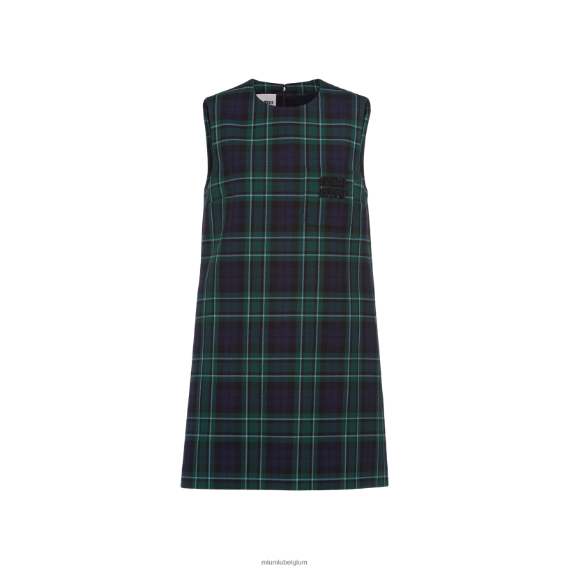 Miu Miu marinegeruite mini-jurk N8F6L430 klaar om te dragen