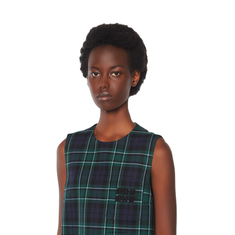 Miu Miu marinegeruite mini-jurk N8F6L430 klaar om te dragen