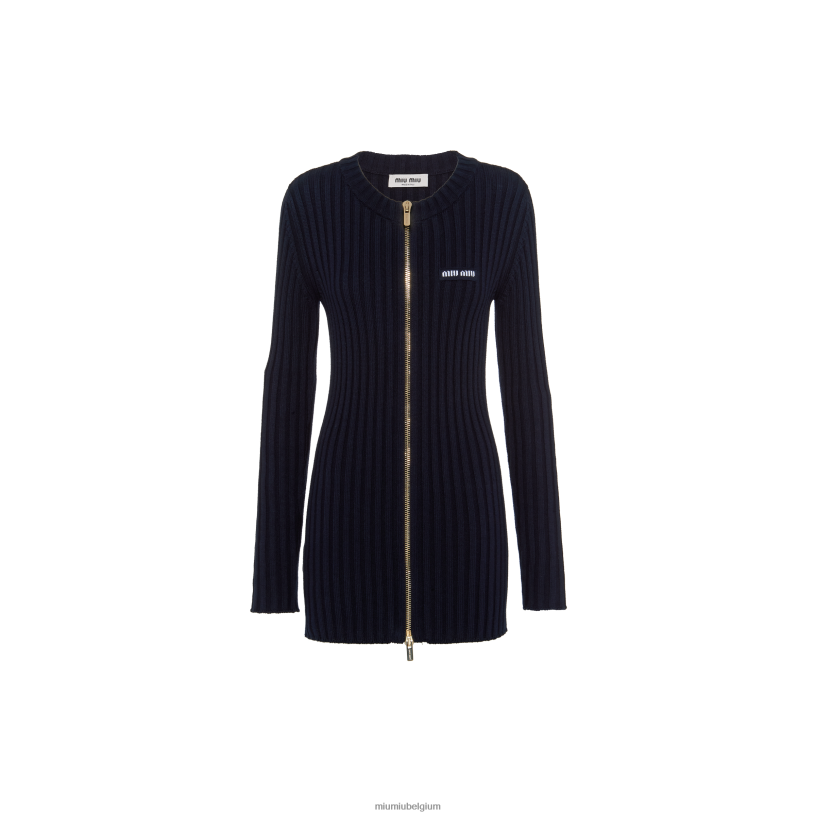 Miu Miu marinekatoenen gebreid vest N8F6L363 klaar om te dragen