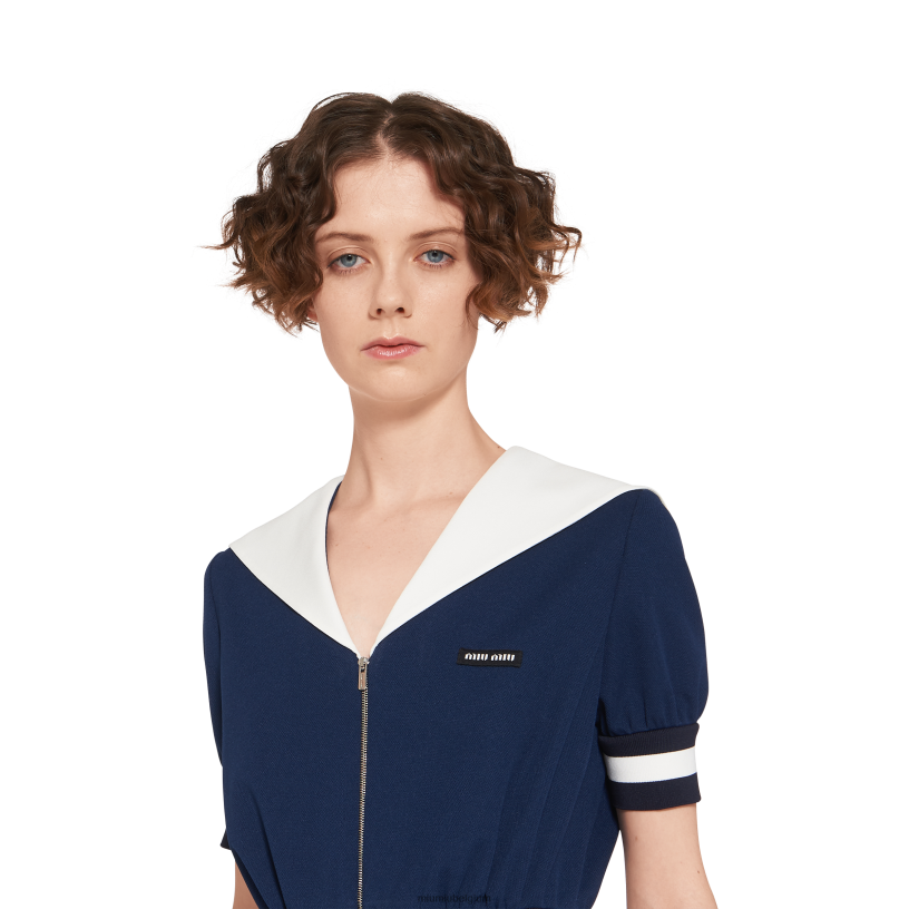 Miu Miu marinepiqué jurk N8F6L389 klaar om te dragen