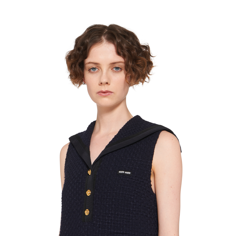 Miu Miu marinetweed mini-jurk N8F6L388 klaar om te dragen