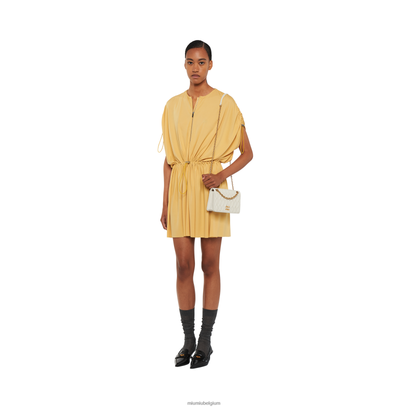 Miu Miu topaasorganzine mini-jurk N8F6L375 klaar om te dragen