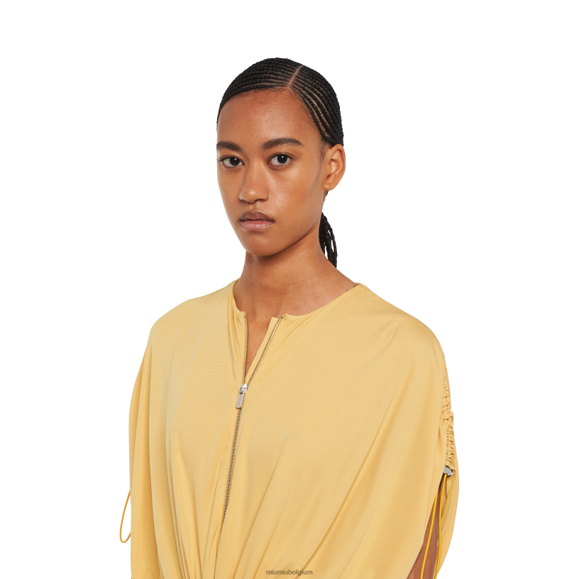 Miu Miu topaasorganzine mini-jurk N8F6L375 klaar om te dragen