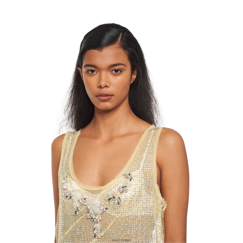 Miu Miu vanillegeborduurde tule jurk N8F6L419 klaar om te dragen