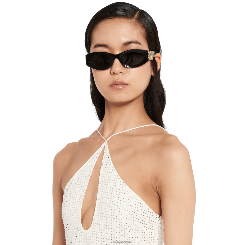 Miu Miu witgeborduurde jurk in stretch georgette N8F6L395 klaar om te dragen