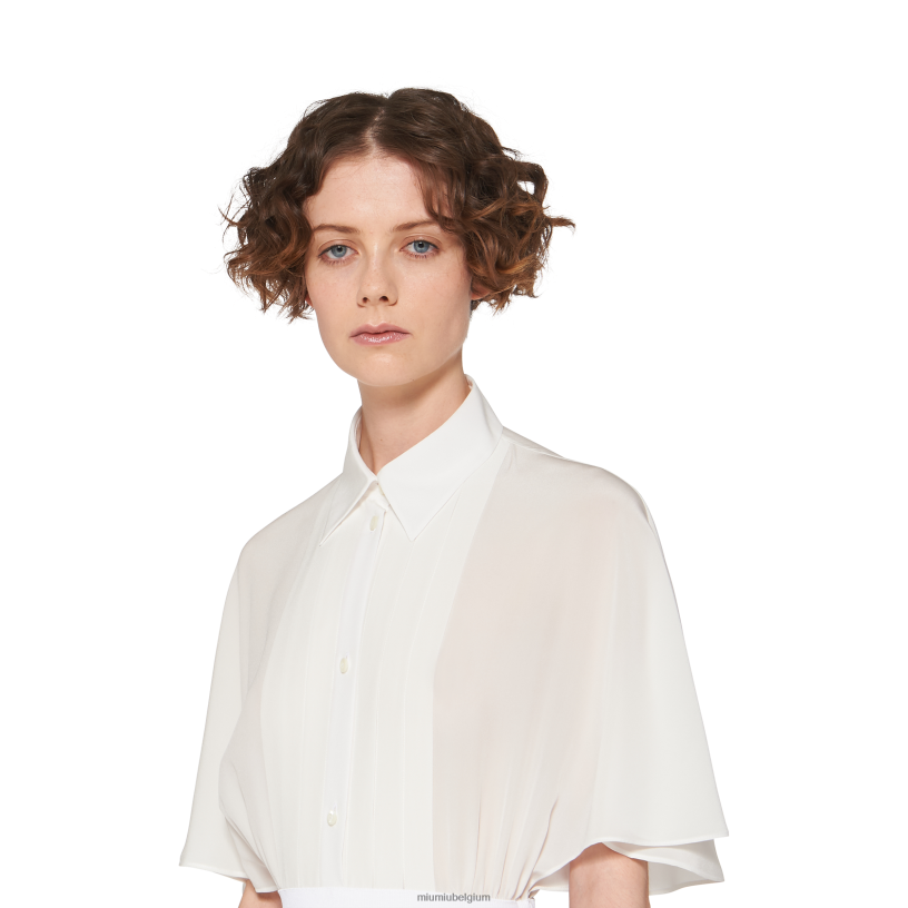 Miu Miu witmidi-jurk van crêpe de chine N8F6L370 klaar om te dragen