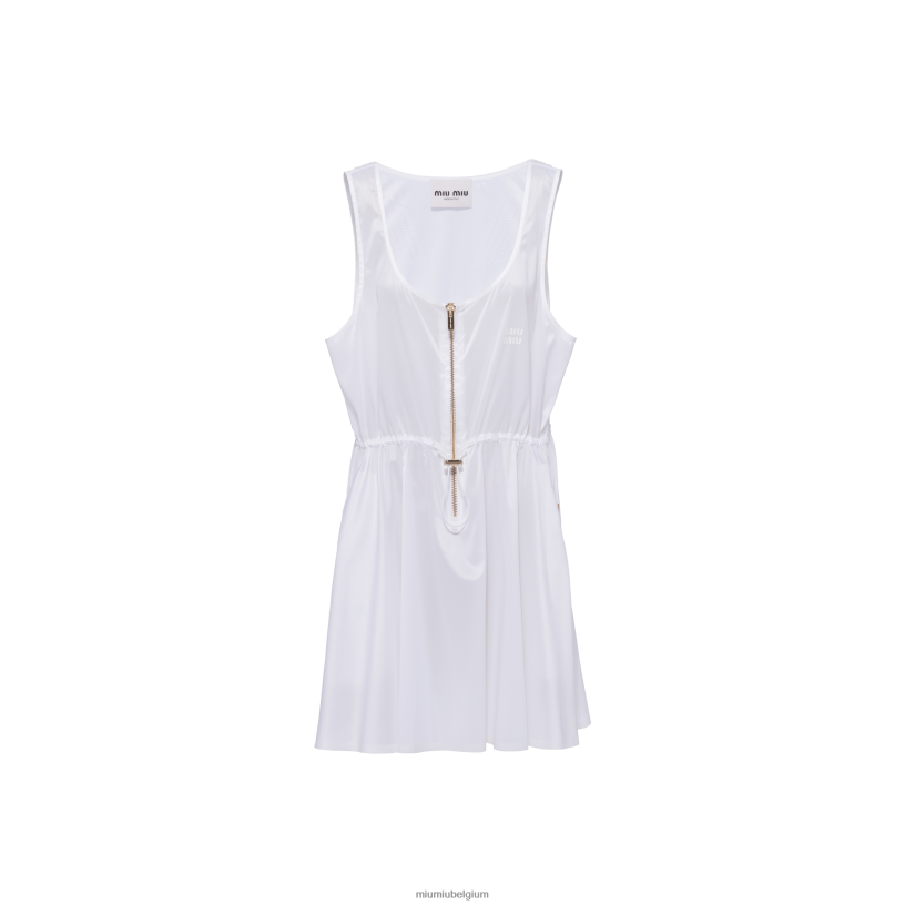 Miu Miu witmouwloze technische zijden jurk N8F6L372 klaar om te dragen