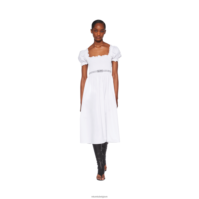 Miu Miu witpopeline jurk N8F6L354 klaar om te dragen