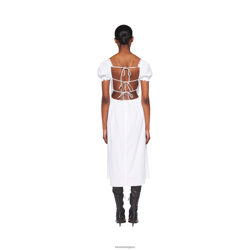 Miu Miu witpopeline jurk N8F6L354 klaar om te dragen