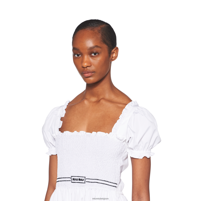 Miu Miu witpopeline jurk N8F6L354 klaar om te dragen