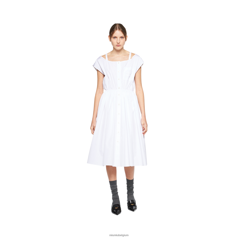 Miu Miu witpopeline jurk N8F6L392 klaar om te dragen