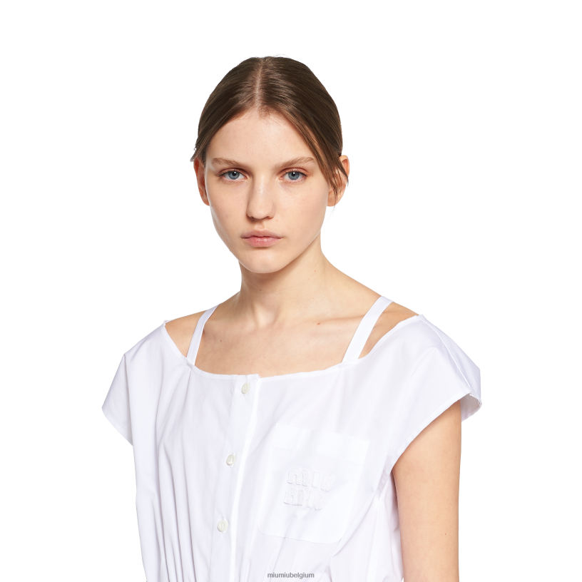 Miu Miu witpopeline jurk N8F6L392 klaar om te dragen