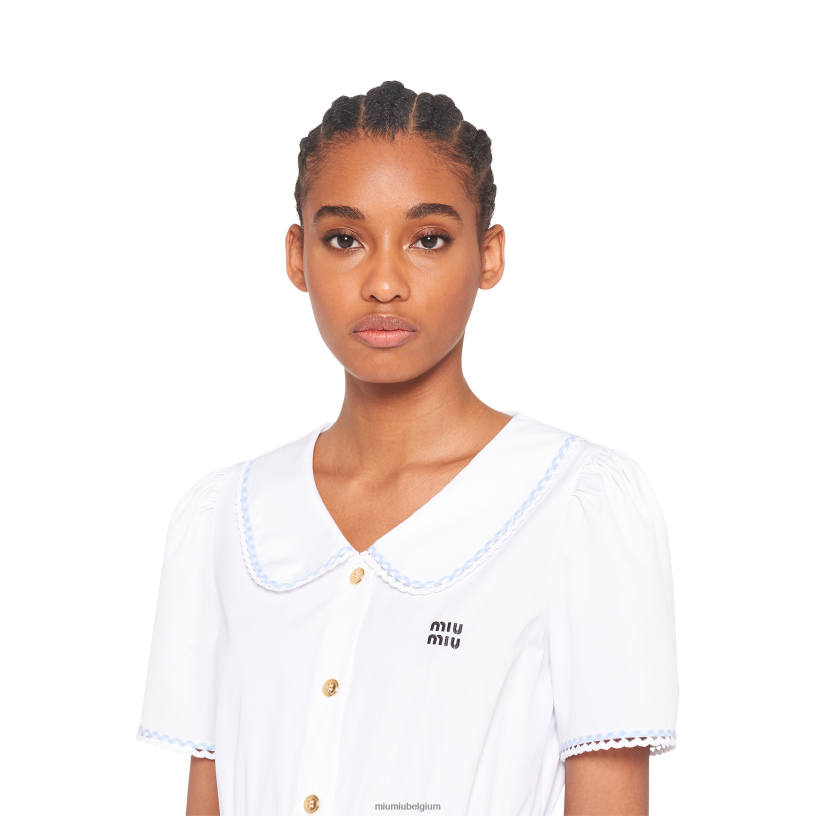 Miu Miu witpopeline jurk N8F6L438 klaar om te dragen