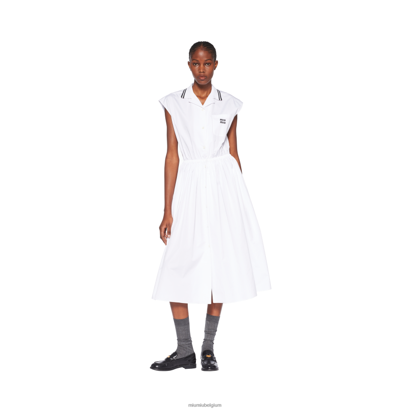 Miu Miu witpopeline midi-jurk N8F6L351 klaar om te dragen