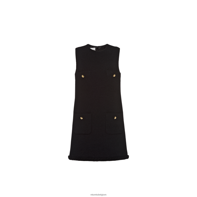 Miu Miu zwartbouclé mini-jurk N8F6L415 klaar om te dragen