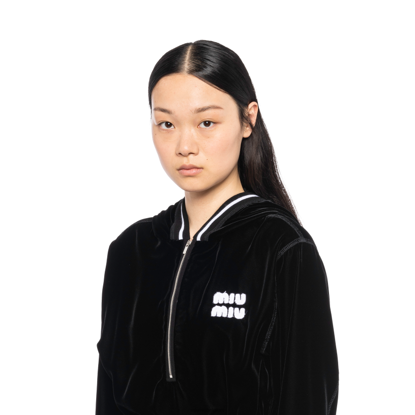 Miu Miu zwartfluwelen korte jurk N8F6L410 klaar om te dragen