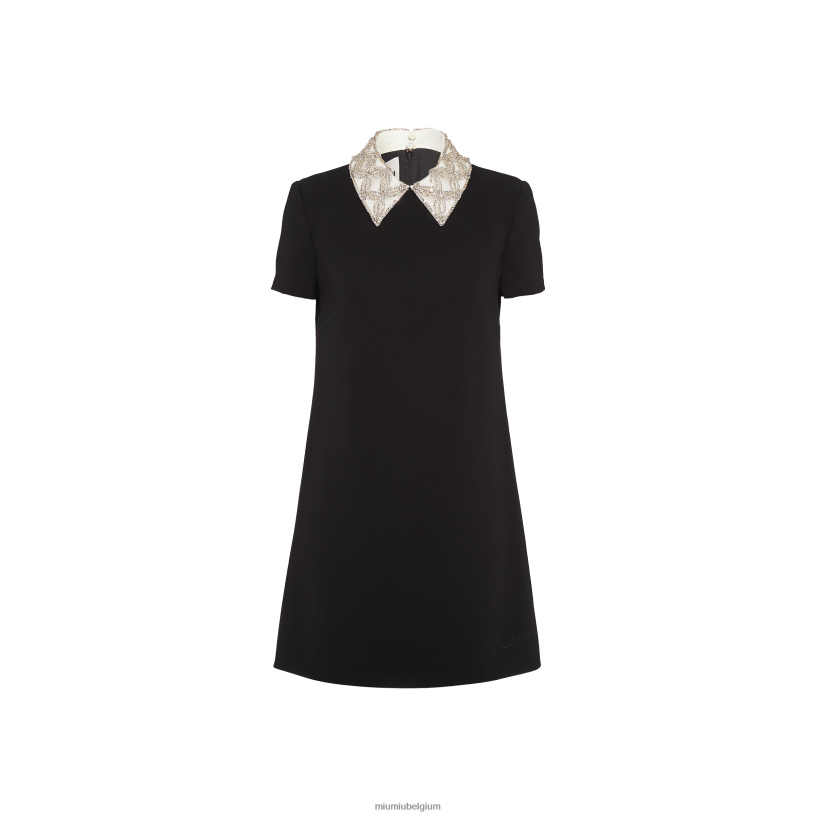 Miu Miu zwartgeborduurde faille cady mini-jurk N8F6L435 klaar om te dragen