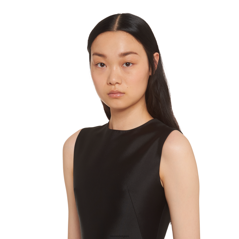 Miu Miu zwartgeborduurde mini-jurk van zijde en wol N8F6L404 klaar om te dragen