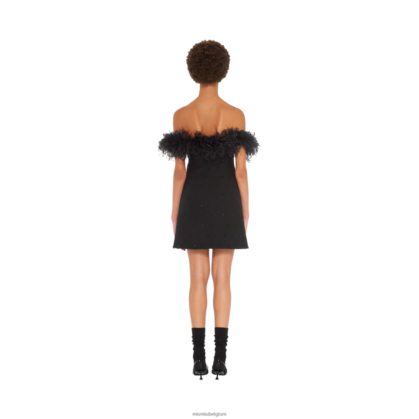 Miu Miu zwartgeborduurde tricotine jurk N8F6L432 klaar om te dragen