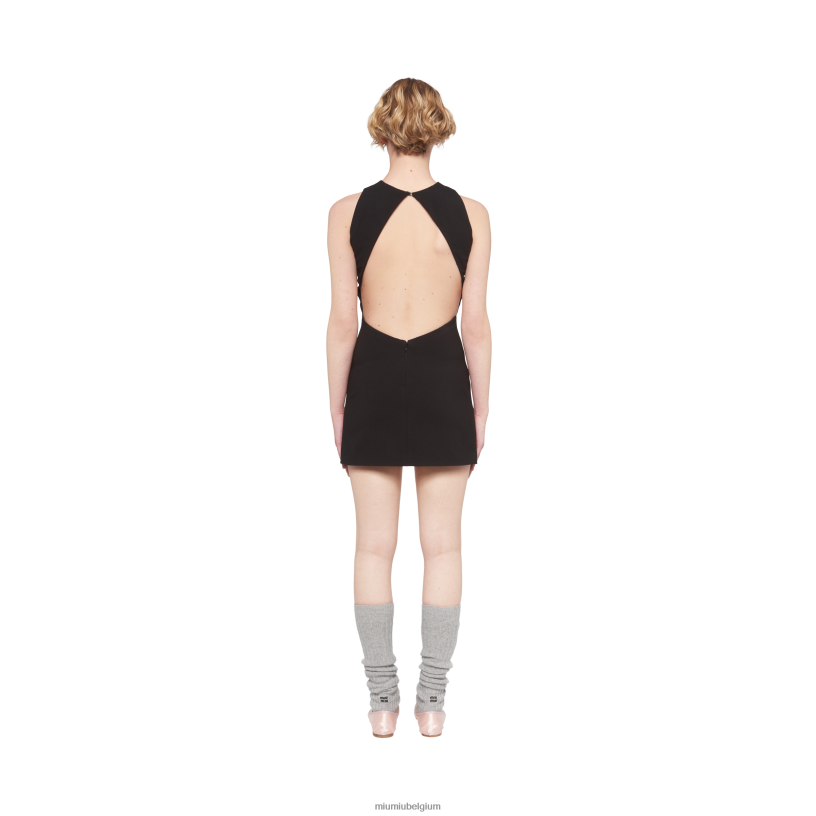 Miu Miu zwartjersey mini-jurk N8F6L433 klaar om te dragen