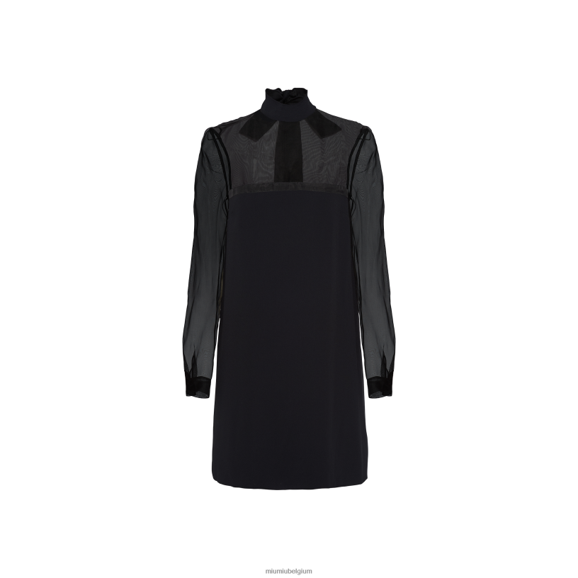 Miu Miu zwartsable mini-jurk N8F6L434 klaar om te dragen