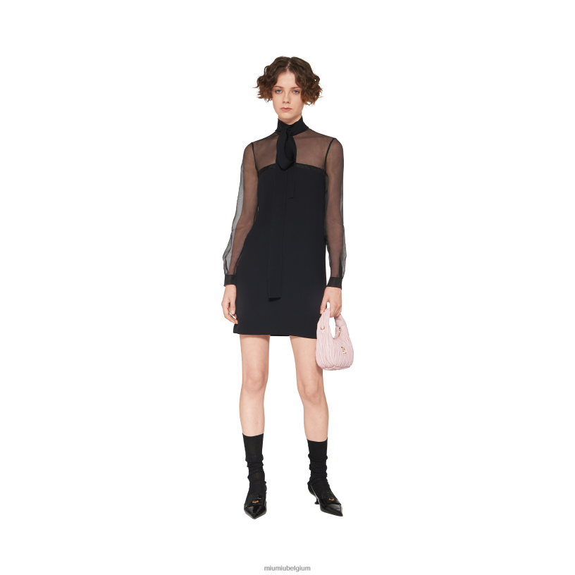 Miu Miu zwartsable mini-jurk N8F6L434 klaar om te dragen