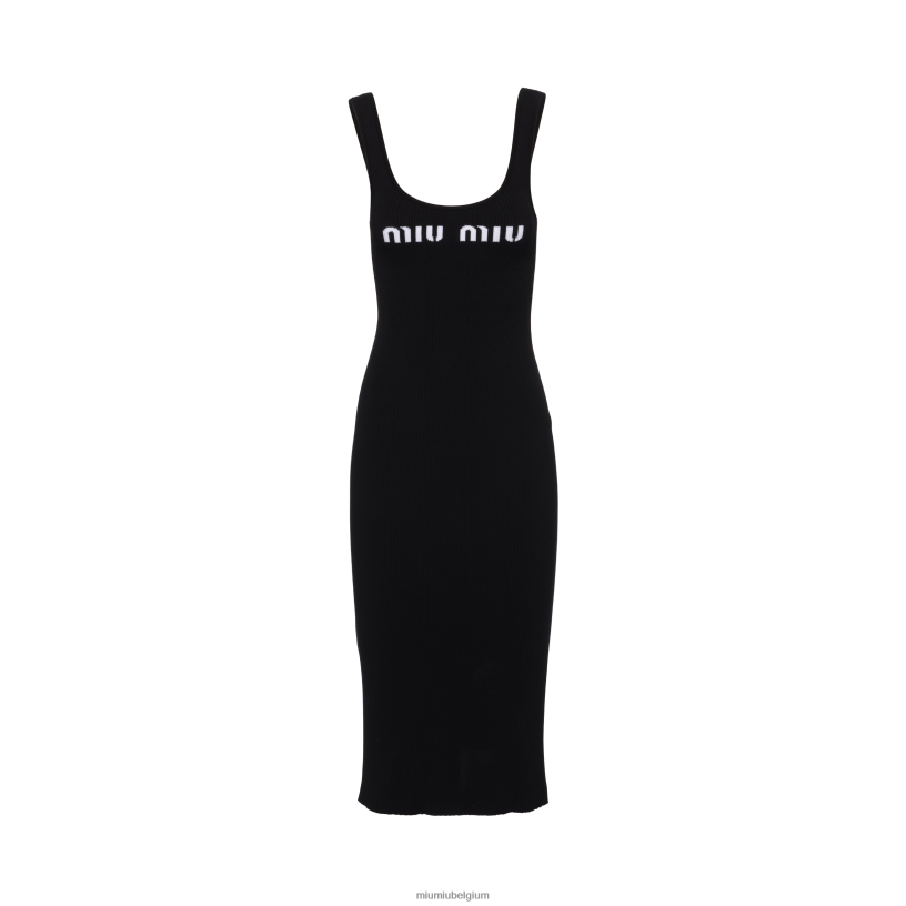 Miu Miu zwartviscose jurk N8F6L377 klaar om te dragen