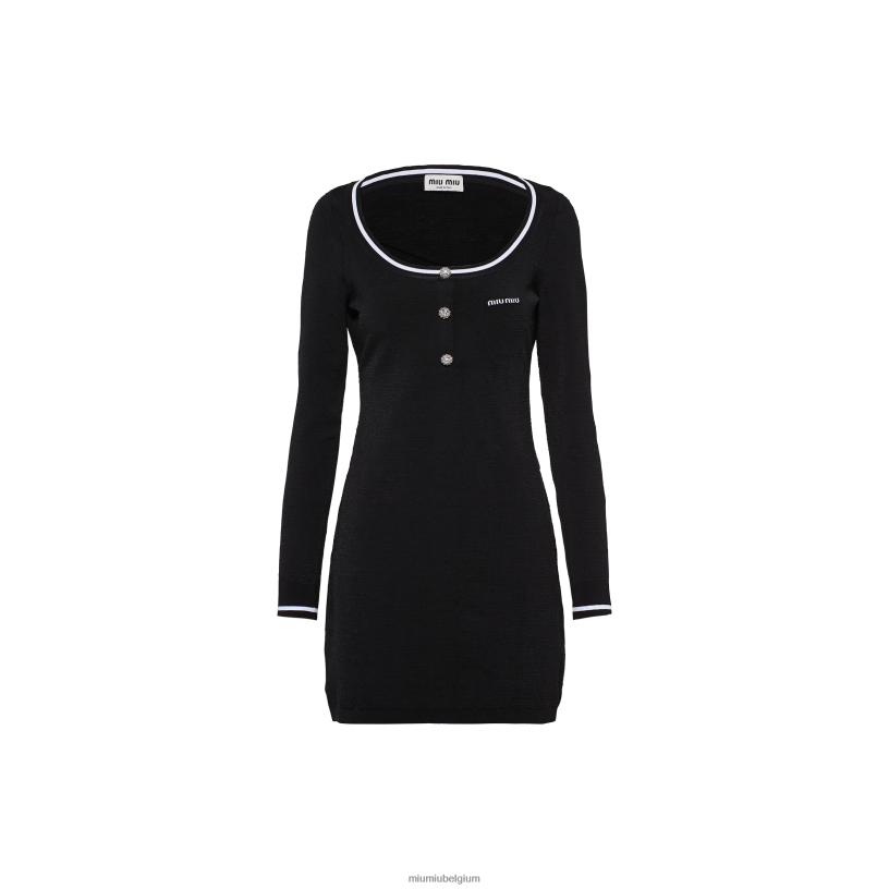 Miu Miu zwartviscose jurk N8F6L413 klaar om te dragen