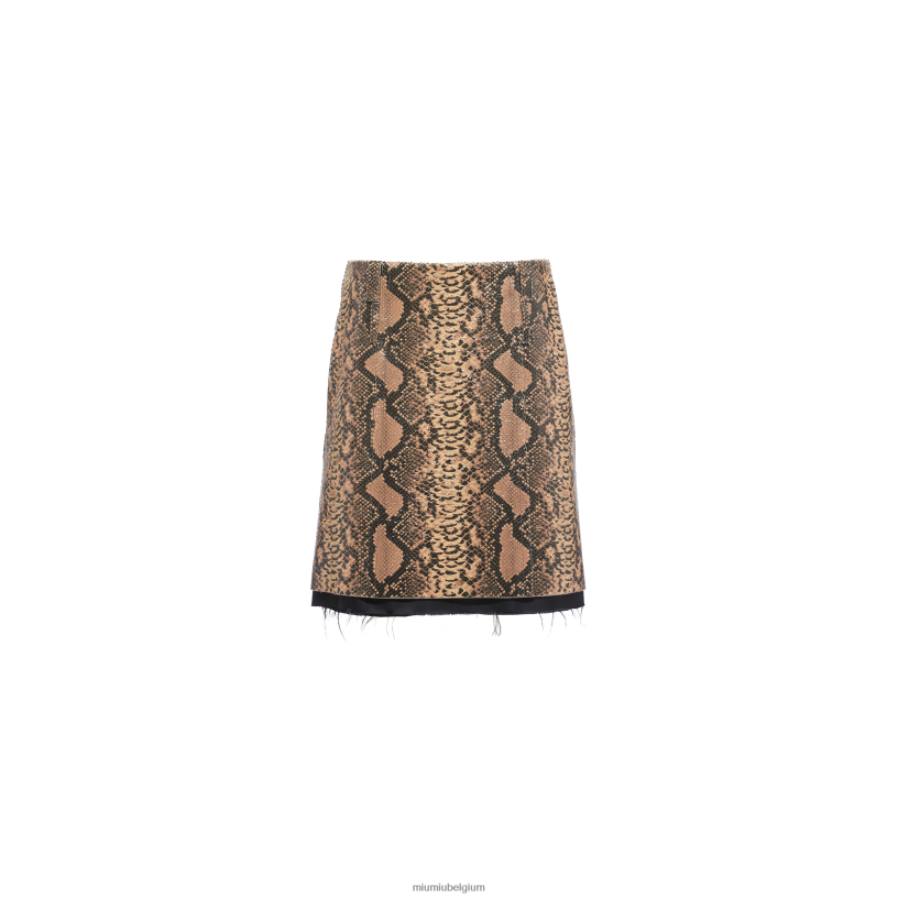Miu Miu kameel bruinleren rok met pythonprint N8F6L566 klaar om te dragen