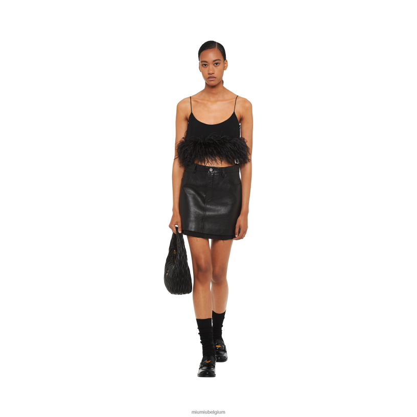 Miu Miu zwartminirok van nappaleer N8F6L564 klaar om te dragen