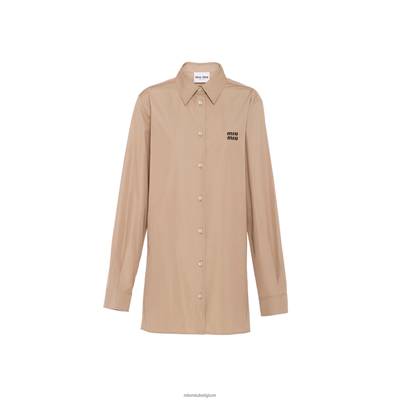 Miu Miu klei grijspopeline overhemd N8F6L587 klaar om te dragen