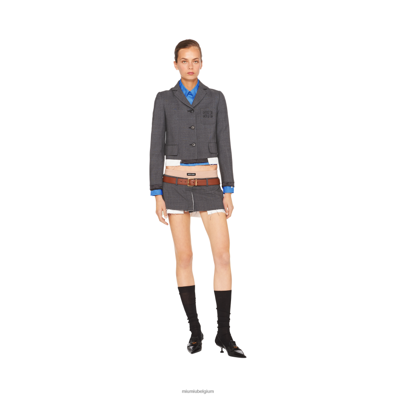 Miu Miu maagdenpalm blauwcropped overhemd van popeline N8F6L667 klaar om te dragen