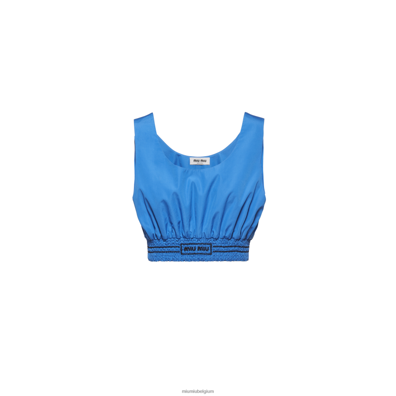 Miu Miu maagdenpalm blauwkorte topjes N8F6L581 klaar om te dragen