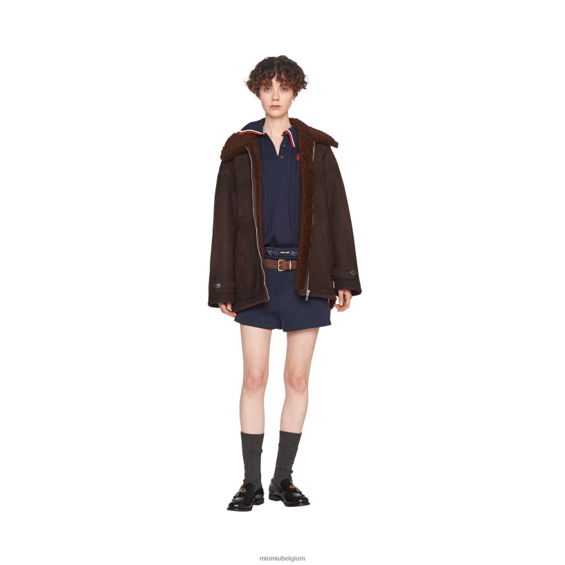 Miu Miu marinepoloshirt van zijde en katoen N8F6L797 klaar om te dragen