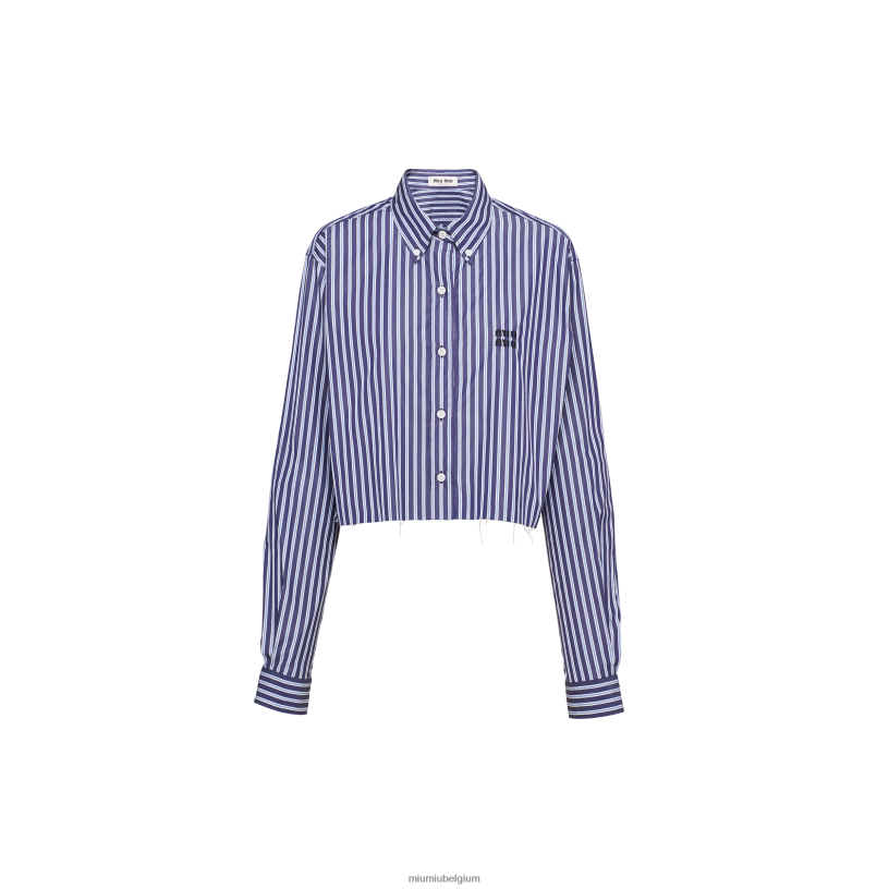 Miu Miu marinepopeline overhemd N8F6L617 klaar om te dragen