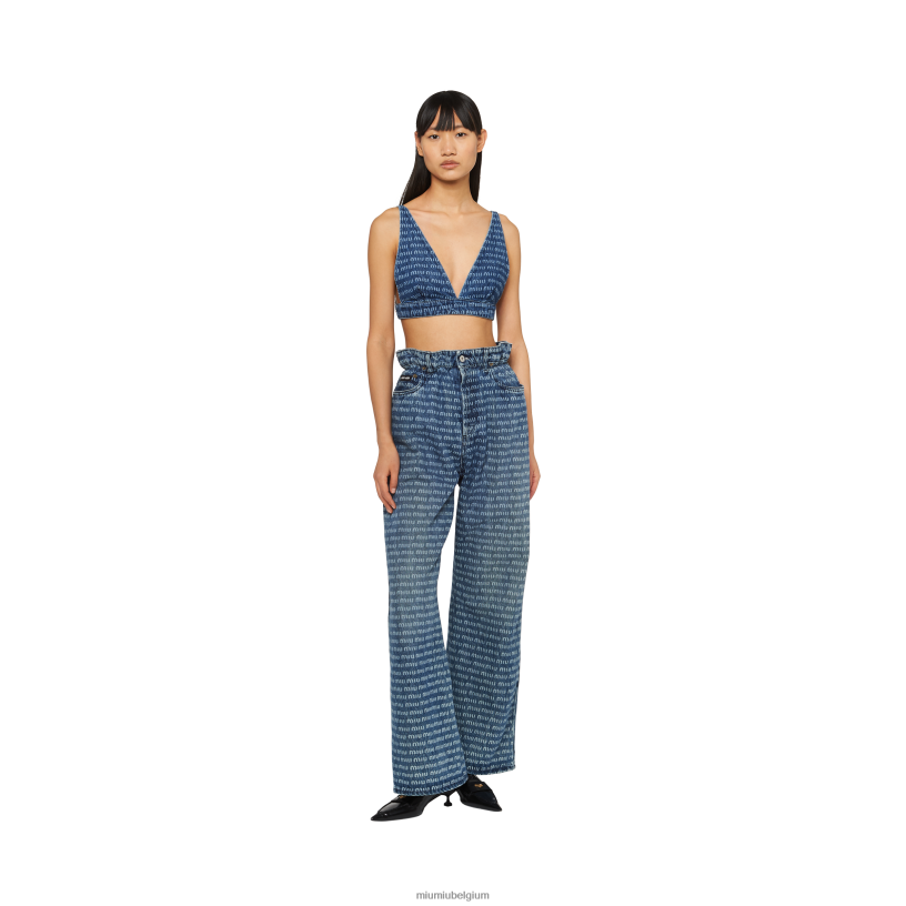 Miu Miu marinesingle-breasted tweed top N8F6L594 klaar om te dragen