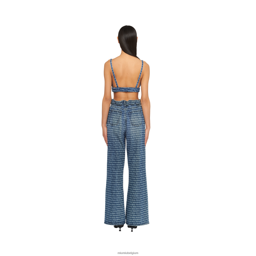 Miu Miu marinesingle-breasted tweed top N8F6L594 klaar om te dragen