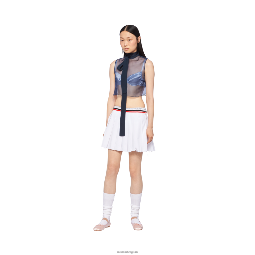 Miu Miu marinetop van organza N8F6L662 klaar om te dragen