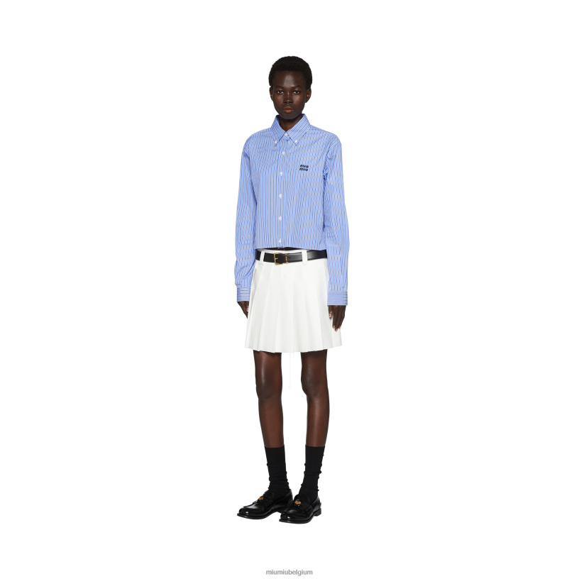 Miu Miu saffierblauwpopeline overhemd N8F6L659 klaar om te dragen
