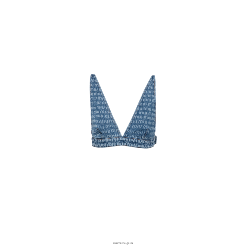 Miu Miu saffierblauwspijkerbroekje in bralette N8F6L669 klaar om te dragen