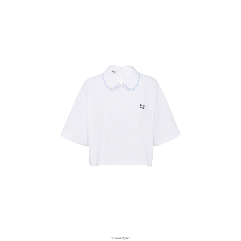 Miu Miu witkatoenen croptop N8F6L720 klaar om te dragen