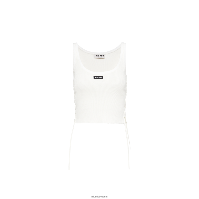 Miu Miu witkatoenen jersey tanktop N8F6L613 klaar om te dragen