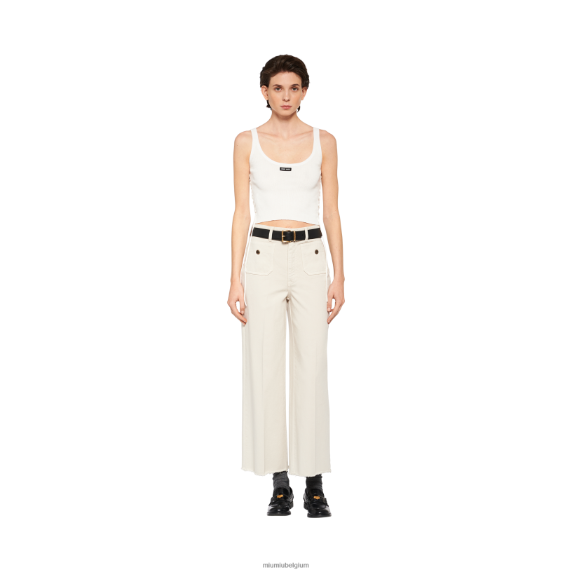 Miu Miu witkatoenen jersey tanktop N8F6L613 klaar om te dragen