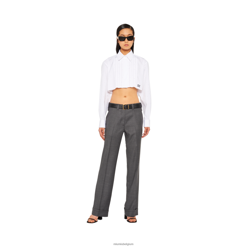 Miu Miu witpopeline overhemd N8F6L627 klaar om te dragen