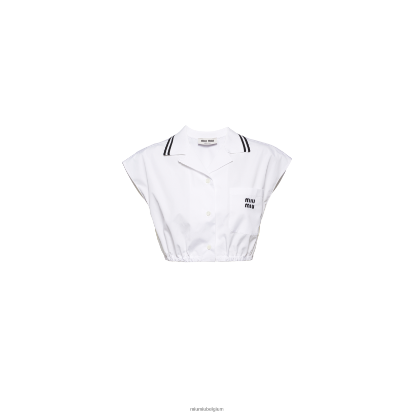 Miu Miu witpopeline top N8F6L577 klaar om te dragen