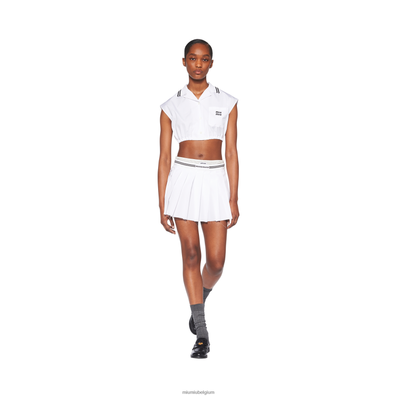 Miu Miu witpopeline top N8F6L577 klaar om te dragen