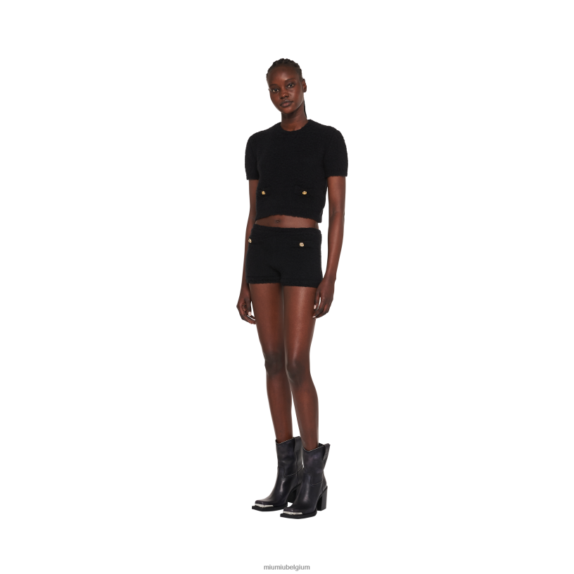 Miu Miu zwartbouclé top N8F6L790 klaar om te dragen