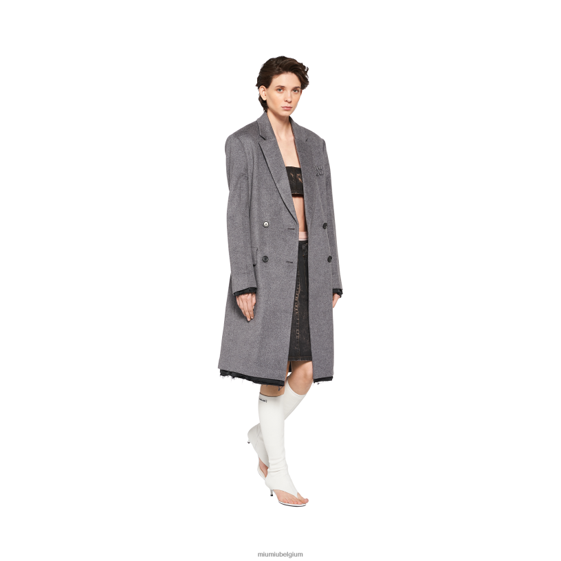 Miu Miu zwartgemarmerde denim top N8F6L585 klaar om te dragen