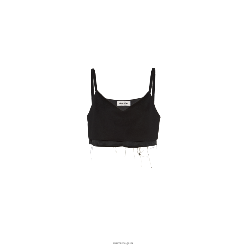 Miu Miu zwartvelours bovenstuk N8F6L590 klaar om te dragen