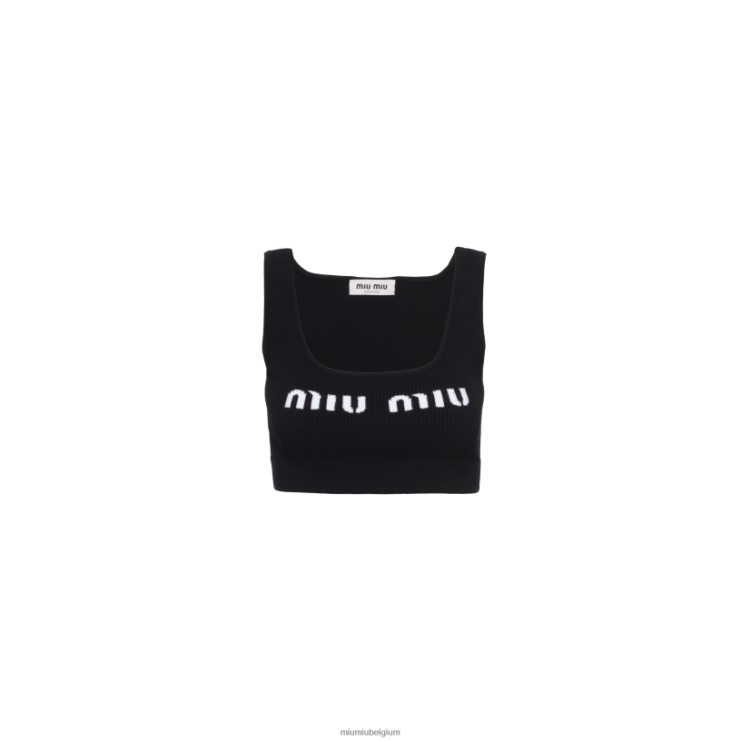 Miu Miu zwartviscose top N8F6L597 klaar om te dragen